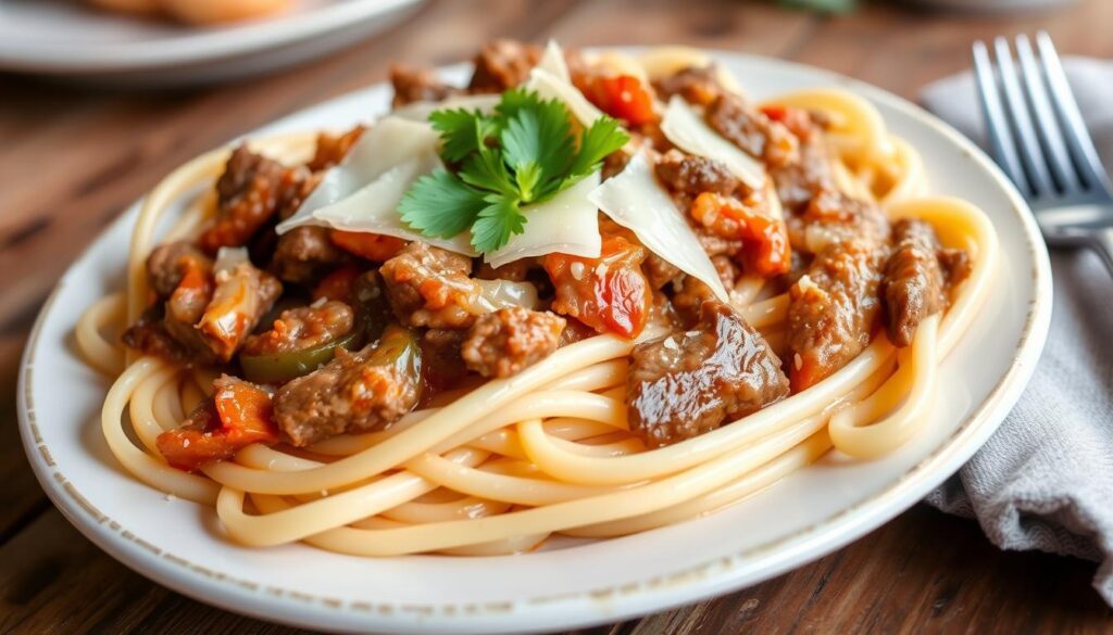 philly cheesesteak pasta